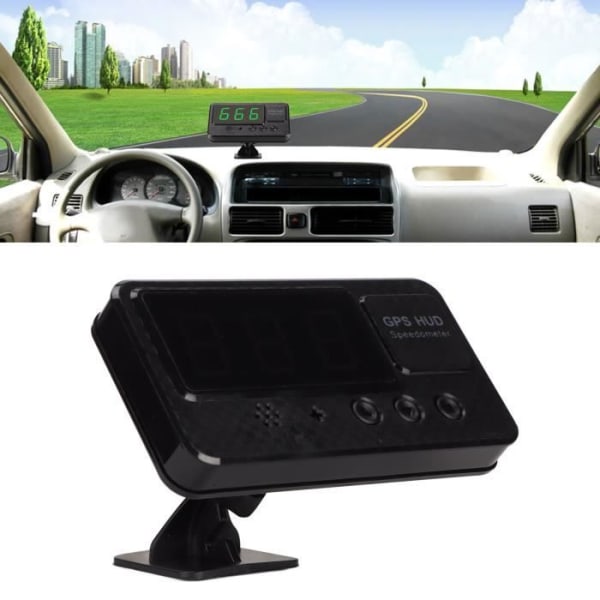 HURRISE HUD GPS Bil HUD Hastighetsmätare överhastighetslarm, Head Up Display kompatibel med säkerhetselektronik