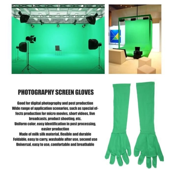 Chromakey Green Screen-handskar - HURRISE - Universal - Milk Silk - Vikbar och tvättbar