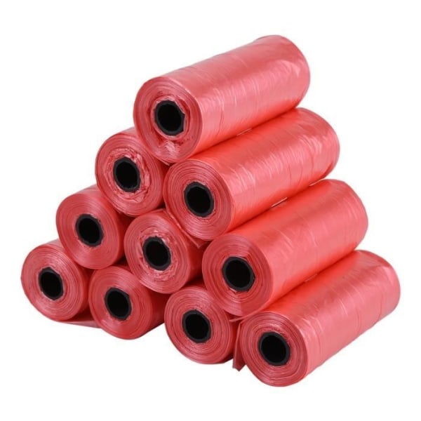 XUY 10 rullar Plastpåse Avfallspåsar för hundar 33*22 cm Slitstark soppåse Röd