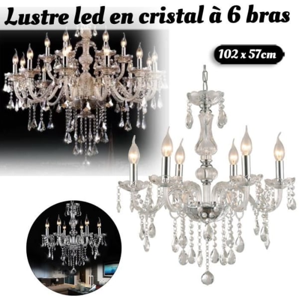 6 lampor K5 kristallkrona, ljuskrona i modern europeisk stil Ø 57cm H102cm utan glödlampa BEL-7043059899204