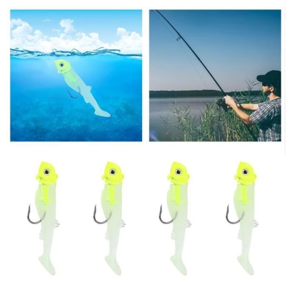 SIB Fishing Lure 4 ST - Bag Lead Head Enkelkrok T-Tail Mjuk Anti Bottom Hanging Bet Artificiell Hög Simulering