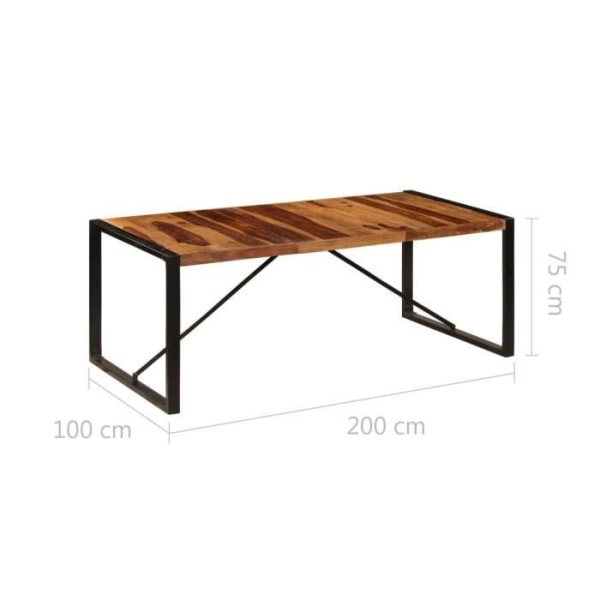 Industriellt matbord i massivt Sheesham-trä - HURRISE - 200x100x75 cm - Lackerad finish