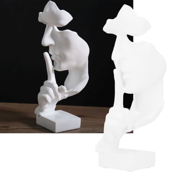 WEI-statydekoration Ansiktsskulptur Hartsfigur Abstrakt konststatyprydnad för hemmakontorsdekoration (Vit BS914)
