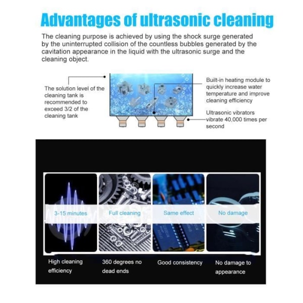 TBEST Professional Ultrasonic Cleaner - 1,3L Ultrasonic Cleaner Machine - Vit