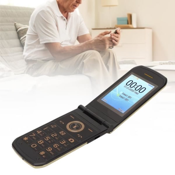 HURRISE Senior Flip Phone - Svart - Ljudkvalitetshögtalare - Batteri med stor kapacitet