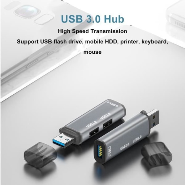 USB 3.0 Hub USB 3.0 Hub 3 portar 5 Gbps överföring Plug and Play aluminiumlegering USB Splitter för