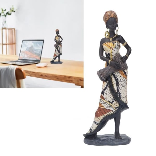 BEL-7423054919945-Afrikanska musikerstatyer Afrikansk trumstaty, omsorgsfullt utformad staty för afrikansk kvinna fritid k