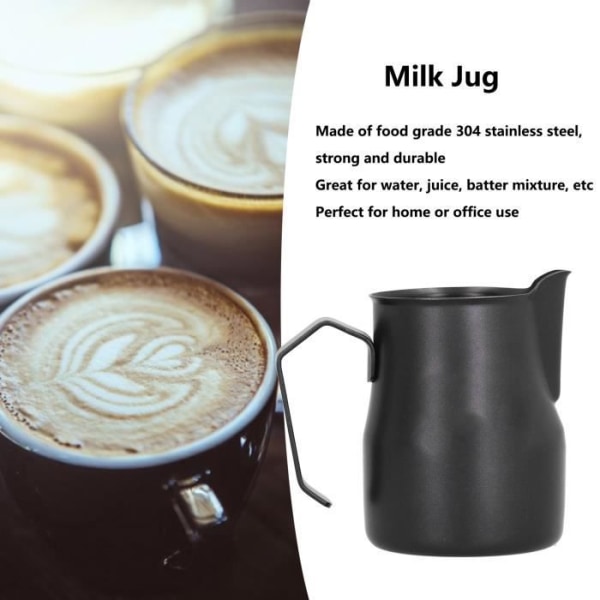 HURRISE Latte Art Pot Mjölkskummande Karaff 304 polerat rostfritt stål Öppet handtag Långt mjölkskummare