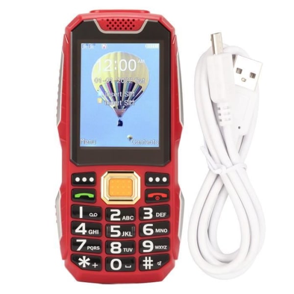 HURRISE dubbelkort senior mobiltelefon 2G senior mobiltelefon, 2,8 tums HD-skärm, stor telefoni Röd