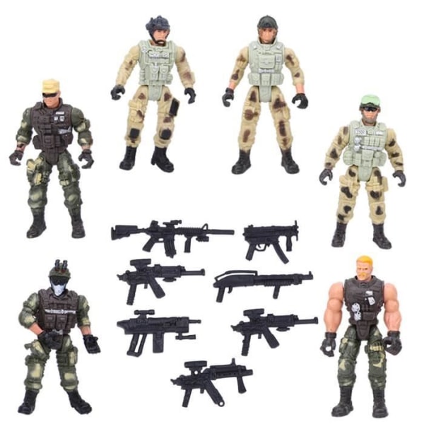 Qiilu militärmodellleksak 6st polismodeller rörliga militärsoldater med ledar Vapen för förälder-barn