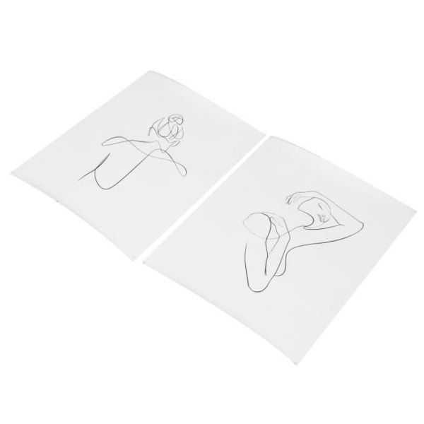 HURRISE-konstverk 2 delar oinramad dukmålning Enkel linje Abstrakt illustration Väggkonstbild Hemdekoration