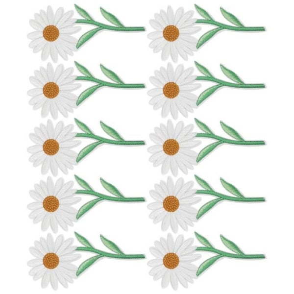 Tbest Daisy Iron On Patches 10st White Daisy Tyglappar Strykning Transfer Applikationer Kläddekoration