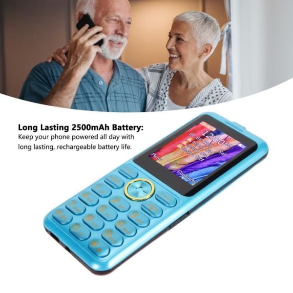 HURRISE 2G-telefon W22 2G GSM-telefon grundläggande telefon olåst stor knapp 3sim 3 standby-ljud gps bärbar blå EU-kontakt