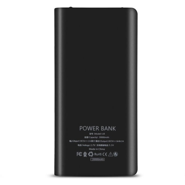 Power Bank Kit 20000mAh 8 x 18650 Batterier Power Bank Kit Fodral Dubbel USB + Typ-C + Micro USB Port Svart HOP2