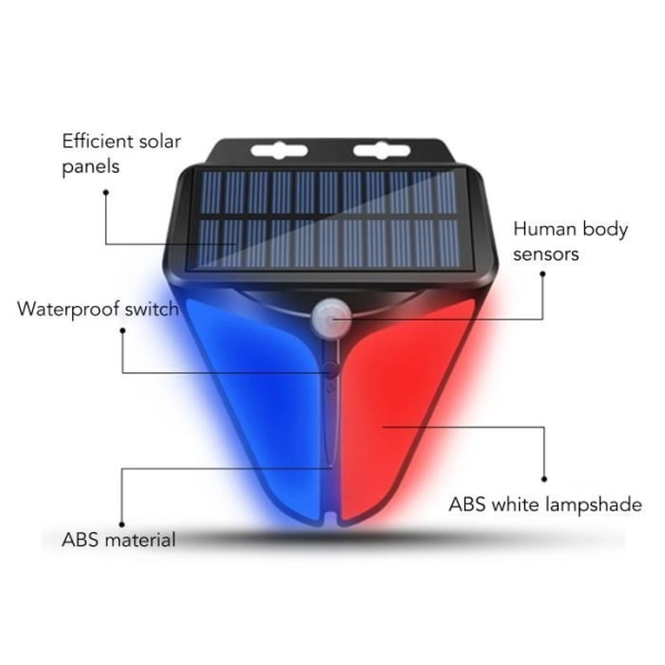 Solar lampa rörelsesensor för utomhus 4 lägen Vattentät 129db ljudvolym - svart
