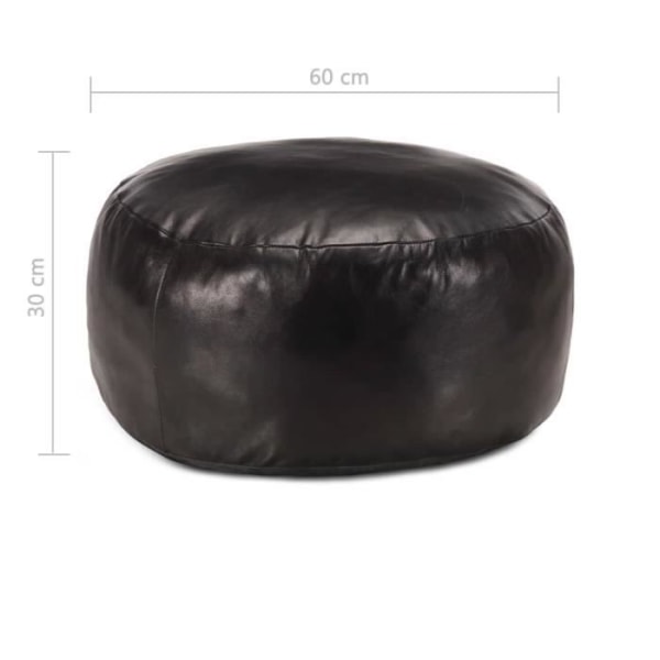 BEL-7458880548939-Puff 60 x 30 cm Svart Äkta getläder