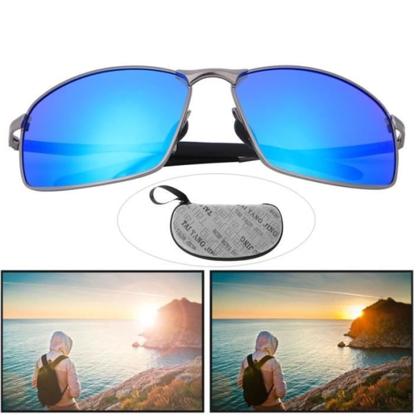 CEN Solglasögon-skyddsglasögon för stiliga män Fashionabla polariserade (pistolblå isram)