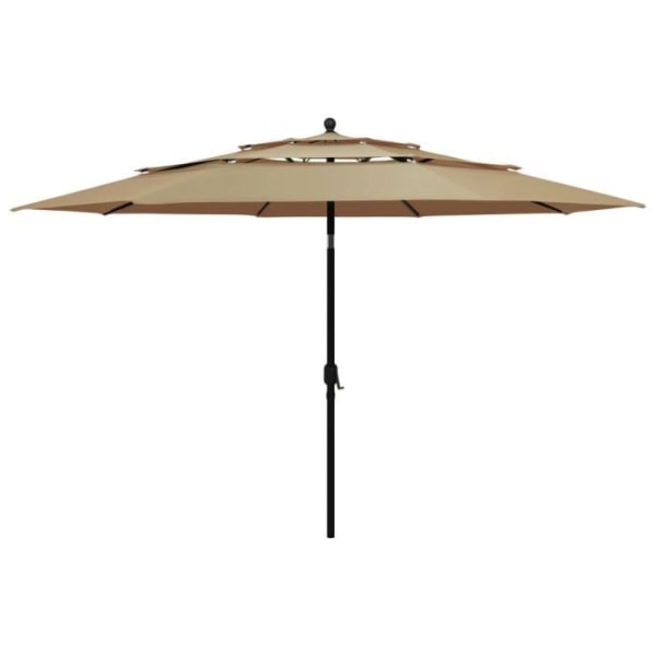 BEL-7667103811167-3-vånings parasoll med aluminiumstång Taupe 3,5 m
