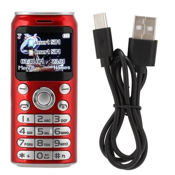 Mini Mobiltelefon TBEST K8 Bluetooth Dialer Dubbelt GPS-kort Röd