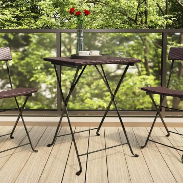 BEL-7076732331524-Brunt fällbart bistrobord 55x54x71 cm Hartsflätning