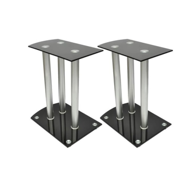 Högtalarstativ i aluminium och glas - HURRISE - Set om 2 - Modernt - Design - Svart