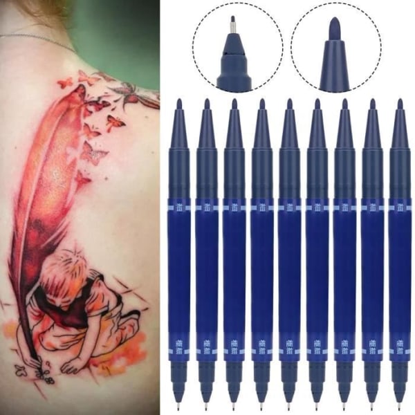 XUY Marker Pen Tattoo Tool 10st Double Ended Positioning Skin Marker - Blå