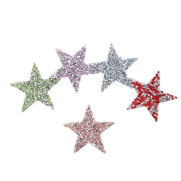 HURRISE Rhinestone Patches 5 st Star Iron On Patches 6cm Färg Glänsande Harts Strass Pentagram Form Hot Melt Patches