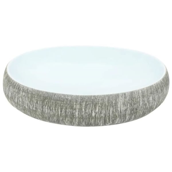 BEL-7416653547060-Oval grå och blå bänk tvättställ 59x40x15 cm keramik