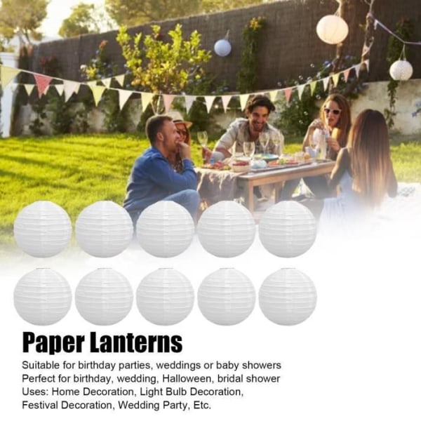 BEL-7696830469617-handmålade papperslyktor Runda papperslyktor Pure White Paper-lanternor för Halloween ling