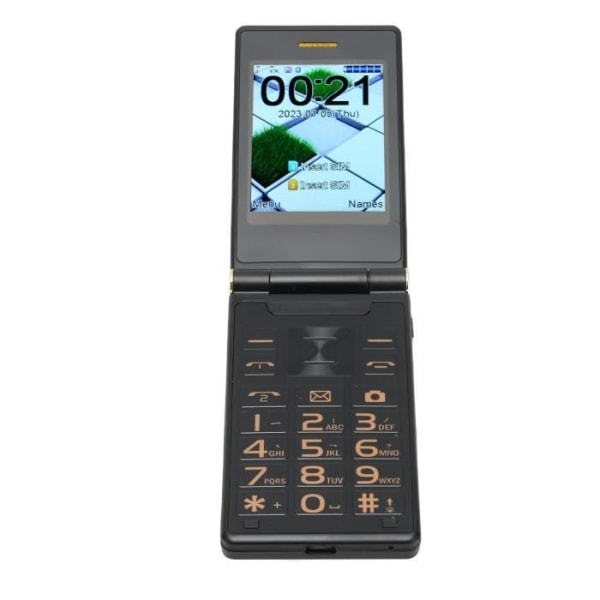 HURRISE Mobiltelefon för äldre Senior Mobiltelefon 3 tum Dual Screen 2G Telefoni Telefon Nedsmutsad