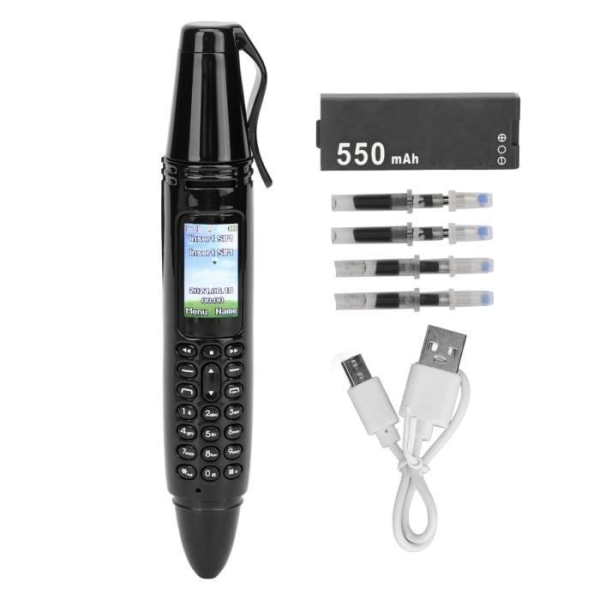 HURRISE Mini Pen Phone Pen Mini Mobiltelefon Bluetooth Dialer 0,96 tum liten skärm telefonhållare
