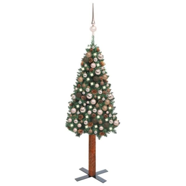 Smal julgran med LED och bollar Grön 180 cm PVC BEL-7016694080054