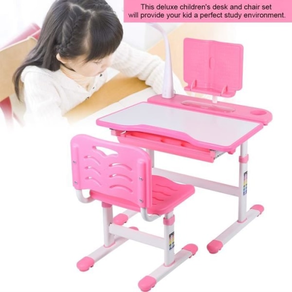 CEN Pink Ergonomisk justerbart bords- och stolset för barn + läsställ + ögonskyddslampa