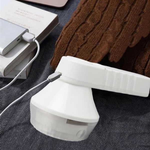 HURRISE Luddrakapparat Hårkulstrimmer för kläder Vit USB Uppladdningsbar Bärbar Ergonomisk Flexibel Skärande