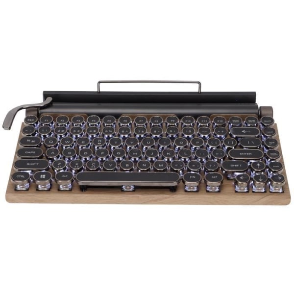 Qiilu Retro Skrivmaskin Tangentbord 83 tangenter Retro slitstarkt mekaniskt tangentbord 2000mA trådlöst stöd