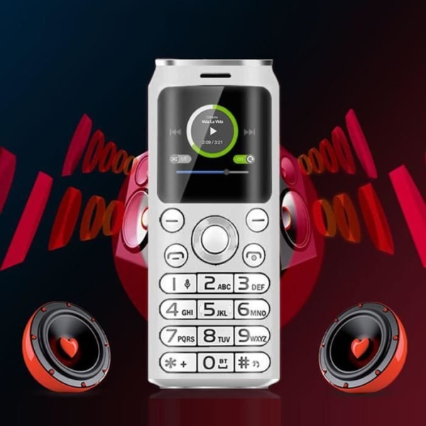 HURRISE K8 Bluetooth Dialer Mini Student Dual Card Mobiltelefon med 1" böjd skärm - Röd