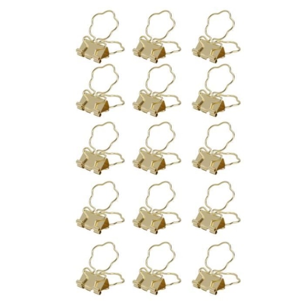 Sonew Pappersklämmor 15 st Mini Binder Clips Guld Lotus Mönster Metall Stark klämkraft Pappers Binder Clips för kontor