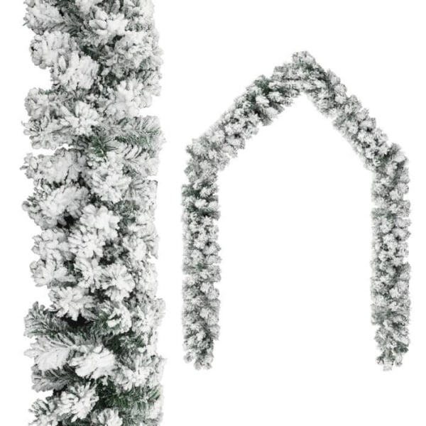 Julgirlang med LED och flockad snö Grön 20 m PVC BEL-7323775740968