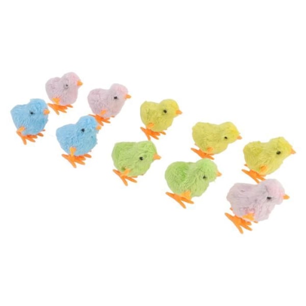 HURRISE Mekanisk Chick Toy 10st Clockwork Chick Toy Söt Rolig Färgglad Chick Plysch Hopping Wind Up Toy för