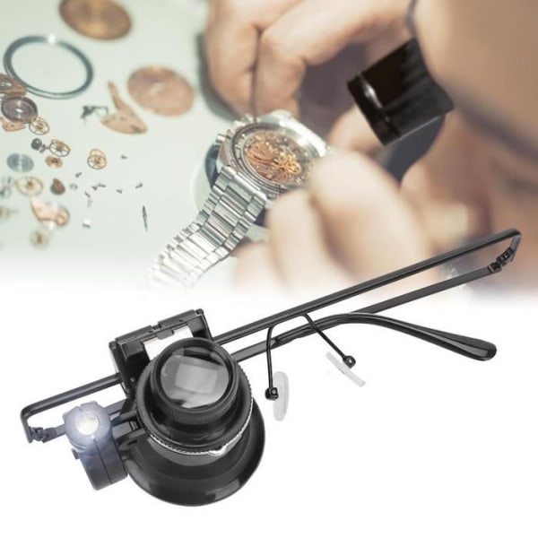 LIA 20X Mirror Magnifier Led smyckesförstoringsglas, klockreparationsverktyg (enkel lins)