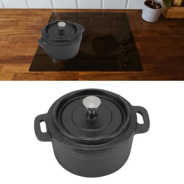 HURRISE holländsk ugn för matlagning Isolering Gjutjärn Stock Pot med traditionell stil förtjockat ergonomiskt handtag för