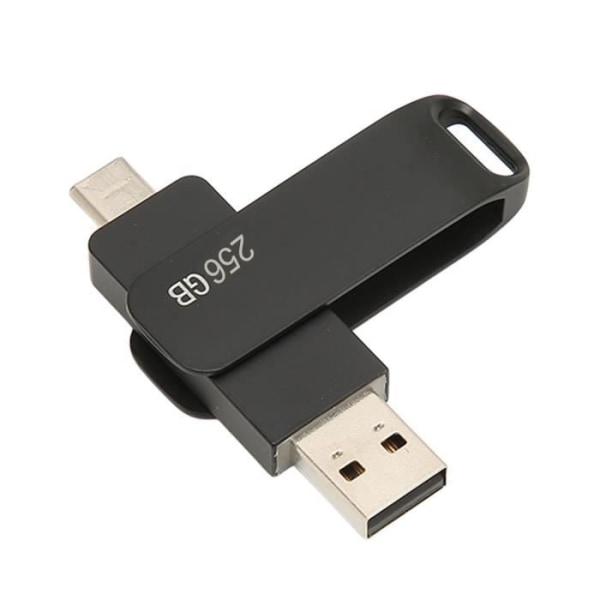 HURRISE Telefonminne USB 3.0 Typ C 2 i 1 Telefonminne, roterande USB-minne Datorminneskort Svart 256GB