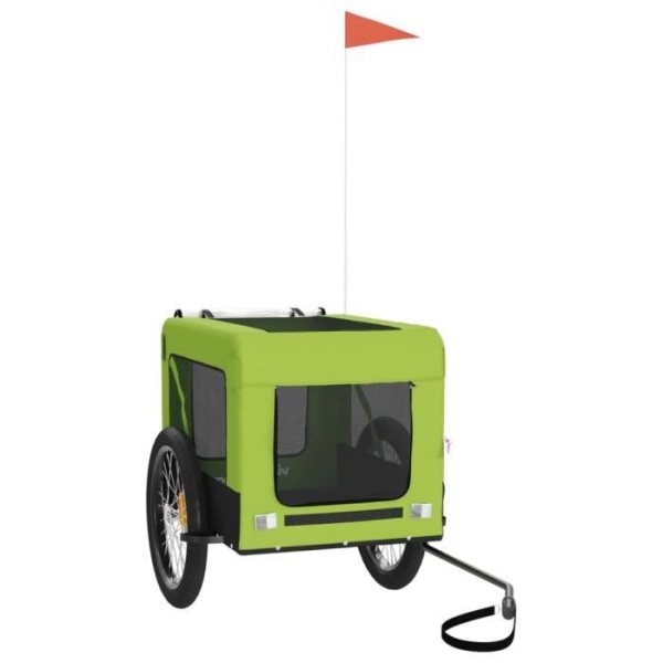 BEL-7416653556925-Cykelvagn för hundgrönt och svart oxfordtyg och järn