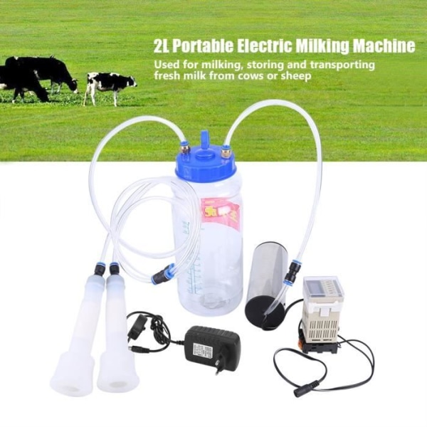 SIB 2L bärbar elektrisk mjölkningsmaskin + fårko pulsstyrare + vakuumpump + mjölkflaska
