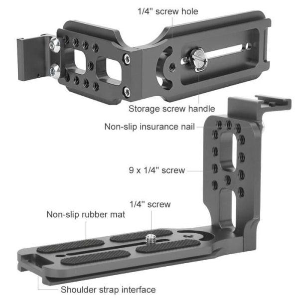 XUY Universal L-formad snabbkopplingsplatta med Hot Shoe-fäste för hydraulisk kulhuvud SLR-kamera (betonggrå)