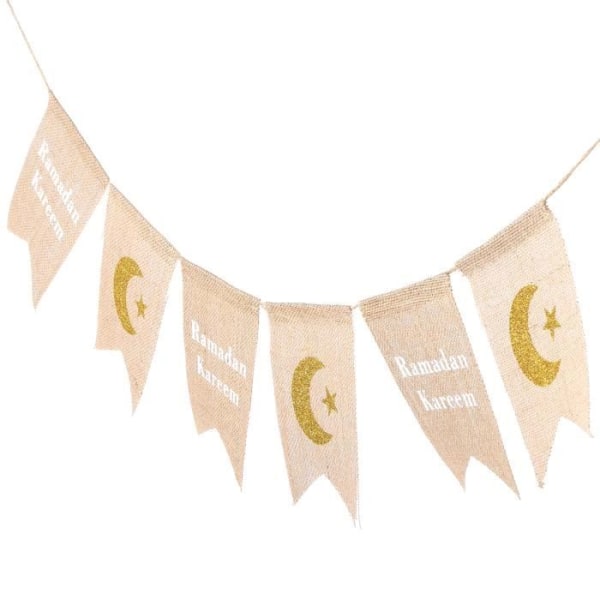 HURRISE Eid Mubarak Banner Eid Mubarak Banner Ramadan Jute Burlap Hem ...