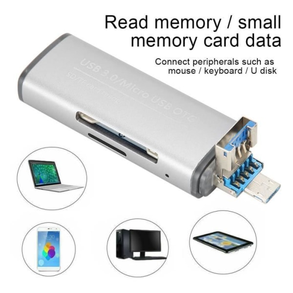 USB 3.0-kortläsare, multifunktionell minneskortläsare, lanyardhåldesign, superextern kortläsare