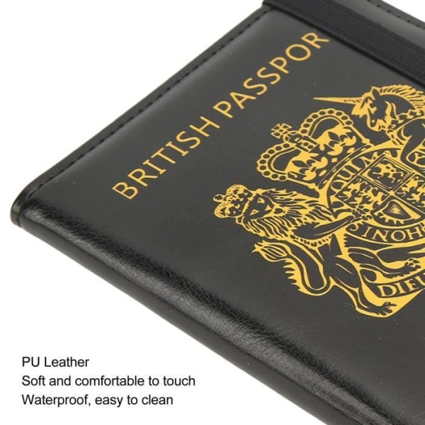 TMISHION British Passport Cover Storbritannien Passport Cover med elastiskt bälte Multicard Anti Theft