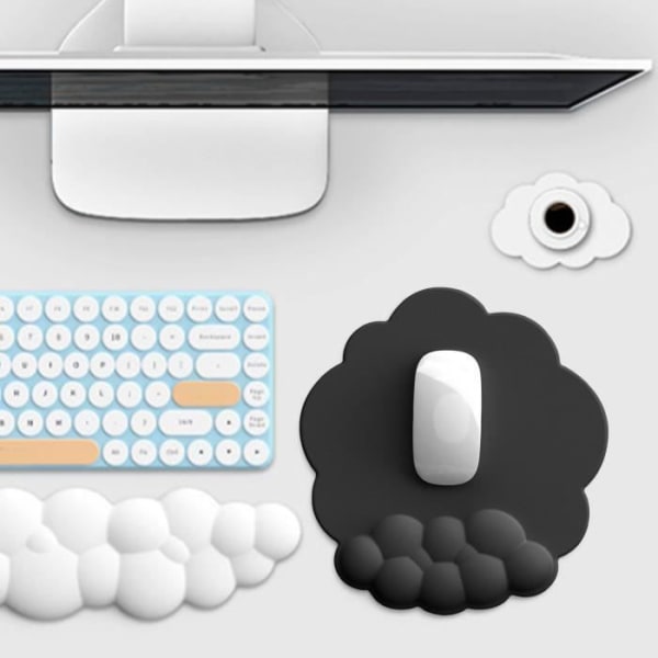 HURRISE Cloud Mouse Pad Handledsstöd Moln Musmatta, Datorbox Foam Handledsstöd Svart