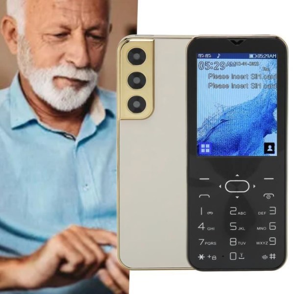 HURRISE dubbelkort seniortelefon - 2,8 tums skärm - hög röst - vit